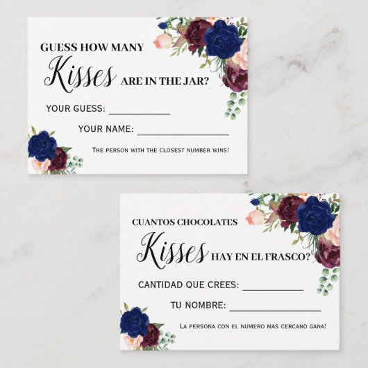 Hoeveel kussen spel engels spaans shower kaart plaatskaartje (Voorkant / Achterkant)