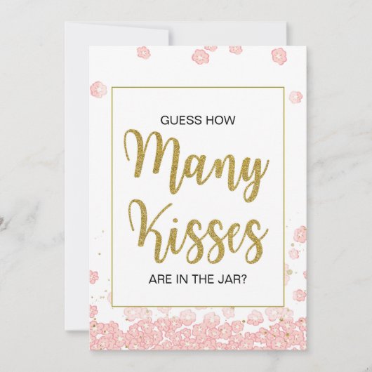 Hoeveel kussen teken je | Roze en gouden Vrijgezel Kaart (Voorkant)