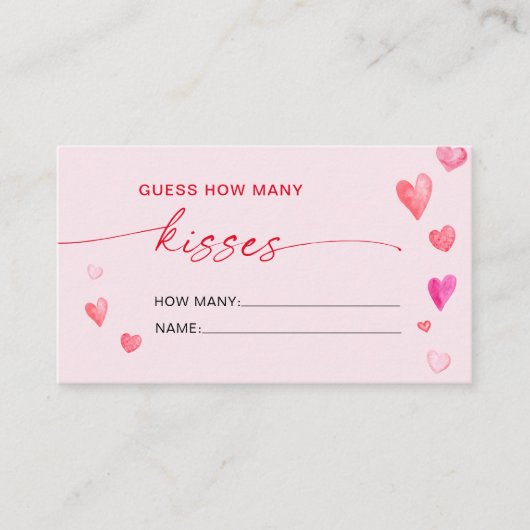 Hoeveel kussen Vrijgezellenfeest Valentijns spel Informatiekaartje (Voorkant)