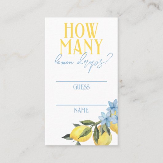 Hoeveel Lemon Drop-feestspel raadkaarten Visitekaartje (Voorkant)
