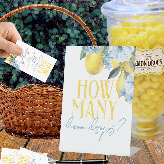 Hoeveel Lemon Drops Party Game Reclamebord Met Voetstuk