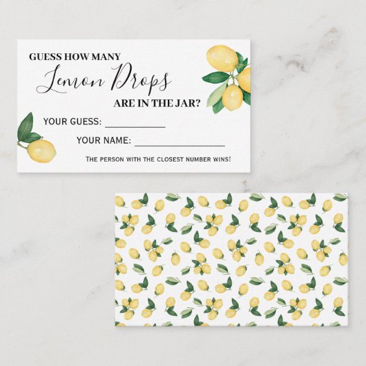 Hoeveel Lemon Drops Vrijgezellenfeest Game kaart Plaatskaartje (Voorkant / Achterkant)