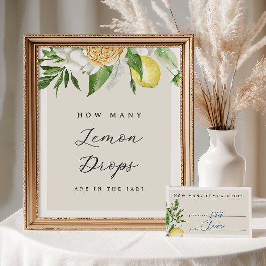 Hoeveel Lemon Drops Vrijgezellenfeest Game Sign Poster