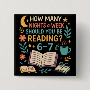 Hoeveel nachten per week moet je lezen? 67 vierkante button 5,1 cm