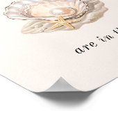 Hoeveel Parels Kust Baby shower Game Sign Poster (Hoek)