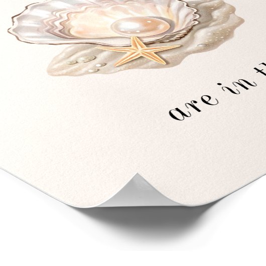 Hoeveel Parels Kust Baby shower Game Sign Poster (Hoek)