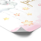 Hoeveel pinda's roze olifant baby shower poster (Hoek)