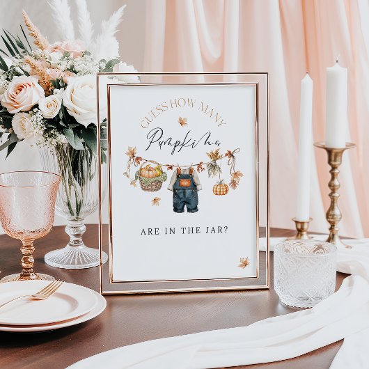 Hoeveel pompoen in Jar Rustic Baby shower Poster