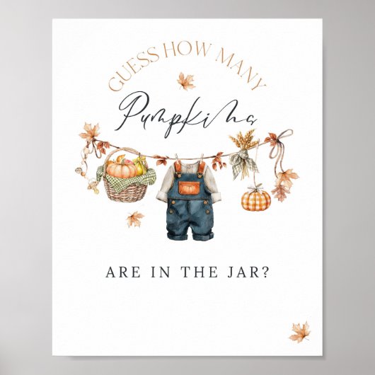 Hoeveel pompoen in Jar Rustic Baby shower Poster (Voorkant)