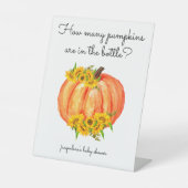 Hoeveel pompoenen in het Baby shower van Jar Reclamebord Met Voetstuk (Voorkant)