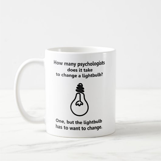 Hoeveel psychologen lightbulb humor grap koffiemok (Links)