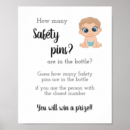 Hoeveel "Safety Pins Baby Boy" Poster (Voorkant)