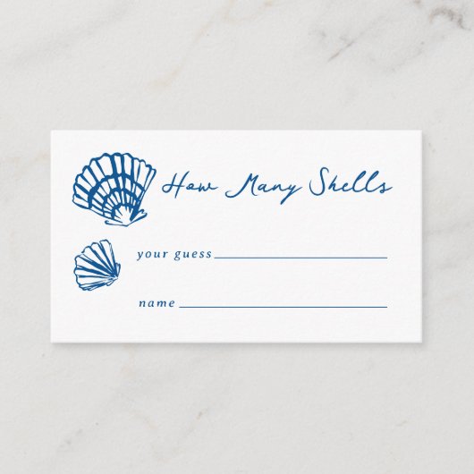 "Hoeveel schelpen" raden spel Kaart (Voorkant)