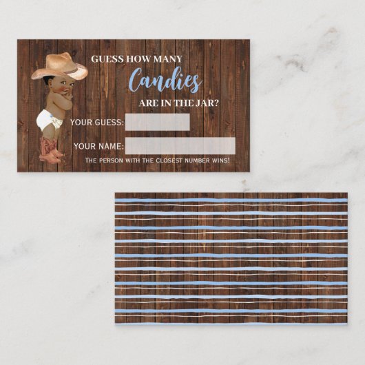 Hoeveel Snoepjes AA Cowboy Baby shower Game Kaart Plaatskaartje (Voorkant / Achterkant)