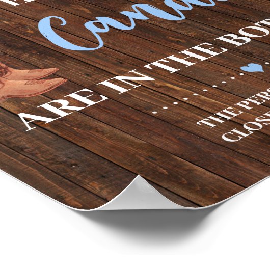 Hoeveel Snoepjes AA Cowboy Baby shower Game Sign Poster (Hoek)