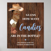 Hoeveel Snoepjes AA Cowboy Baby shower Game Sign Poster (Voorkant)