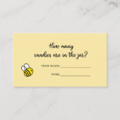 Hoeveel snoepjes/Bee baby shower-spel Informatiekaartje (Voorkant)