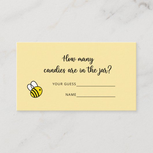 Hoeveel snoepjes/Bee baby shower-spel Informatiekaartje (Voorkant)