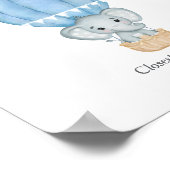 Hoeveel Snoepjes Blue Elephant Baby shower Game Poster (Hoek)