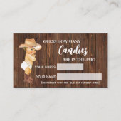 Hoeveel Snoepjes Cowboy Baby shower Game Card Plaatskaartje (Voorkant)