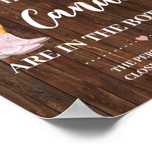 Hoeveel Snoepjes Cowgirl Baby shower Game Sign. Poster (Hoek)