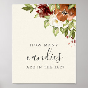 Hoeveel snoepjes Floral Watercolor Poster