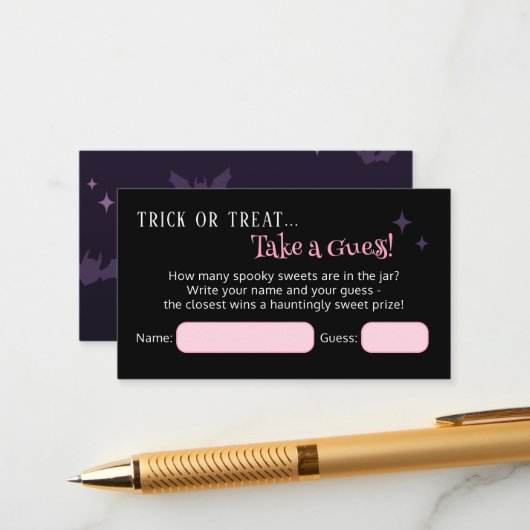 Hoeveel Snoepjes Halloween Baby shower Game Informatiekaartje (Voorkant / Achterkant in situ)