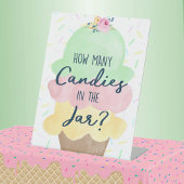 Hoeveel Snoepjes ijsfeest Reclamebord Met Voetstuk