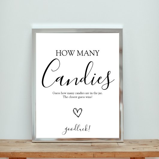 Hoeveel Snoepjes in Jar Baby shower Game Poster