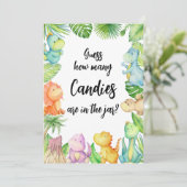 Hoeveel Snoepjes in Jar Dinosaur Baby shower Kaart (Staand voorkant)