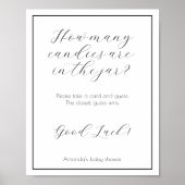 Hoeveel Snoepjes minimalistisch Baby shower spel Poster (Voorkant)