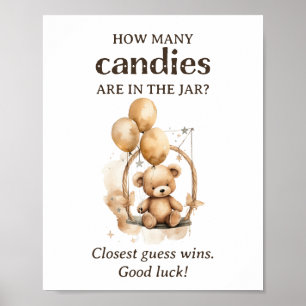 Hoeveel Snoepjes Teddy Bear Baby shower Poster