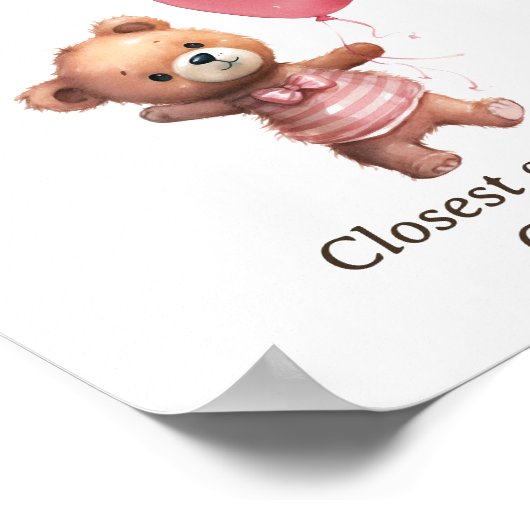 Hoeveel Snoepjes Teddy Bear Girl Baby shower Poster (Hoek)