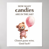 Hoeveel Snoepjes Teddy Bear Girl Baby shower Poster (Voorkant)
