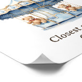 Hoeveel Snoepjes Teddy Bear Twin Boy Baby shower Poster (Hoek)