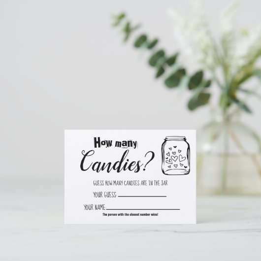 Hoeveel Snoepjes? Vrijgezellenfeest game Kaart Plaatskaartje (Staand voorkant)