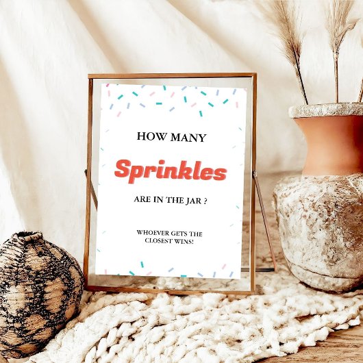 Hoeveel SPrinkles In de Jar Baby shower Game Poster