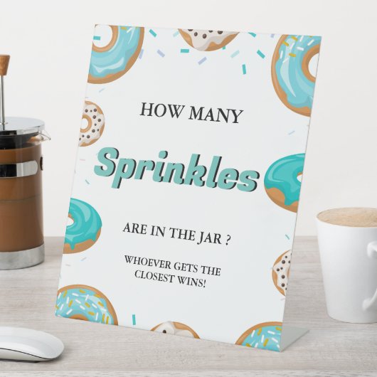 Hoeveel SPrinkles In de Jar Baby shower Game Reclamebord Met Voetstuk (Insitu)