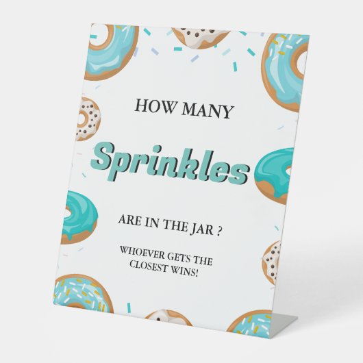 Hoeveel SPrinkles In de Jar Baby shower Game Reclamebord Met Voetstuk (Voorkant)