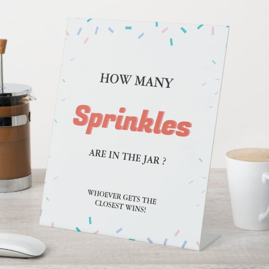 Hoeveel SPrinkles In de Jar Baby shower Game Reclamebord Met Voetstuk (Insitu)
