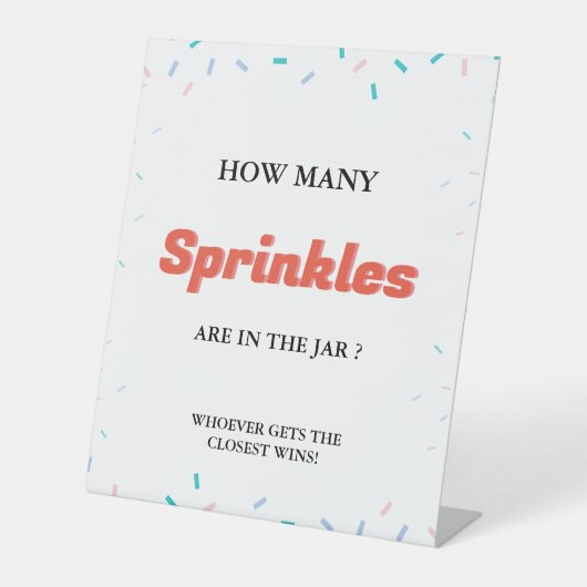 Hoeveel SPrinkles In de Jar Baby shower Game Reclamebord Met Voetstuk (Voorkant)