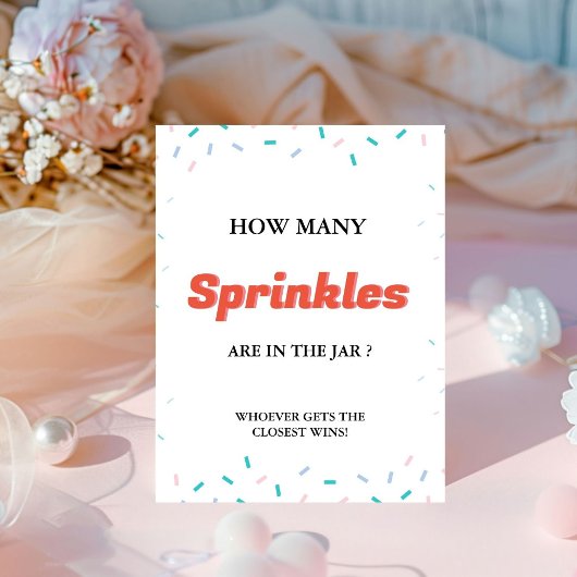 Hoeveel SPrinkles In de Jar Baby shower Game Reclamebord Met Voetstuk
