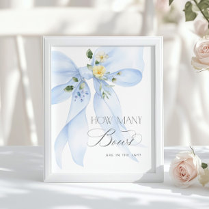 Hoeveel strikken Blauwe bloemstrik baby shower Poster