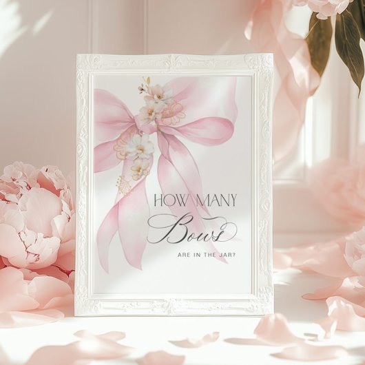 Hoeveel strikken Roze baby shower Poster