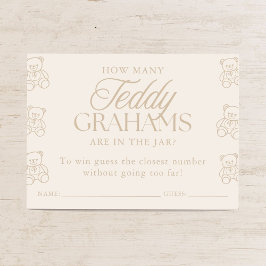 Hoeveel Teddy Grahams Baby Shower Raadspel Informatiekaartje