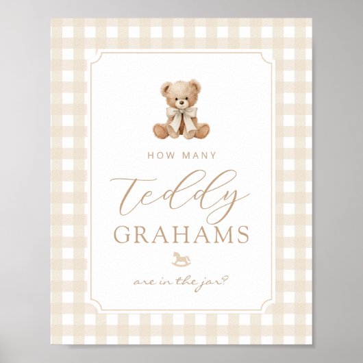 Hoeveel teddy grahams Geslacht neutraal Gingham Poster (Voorkant)