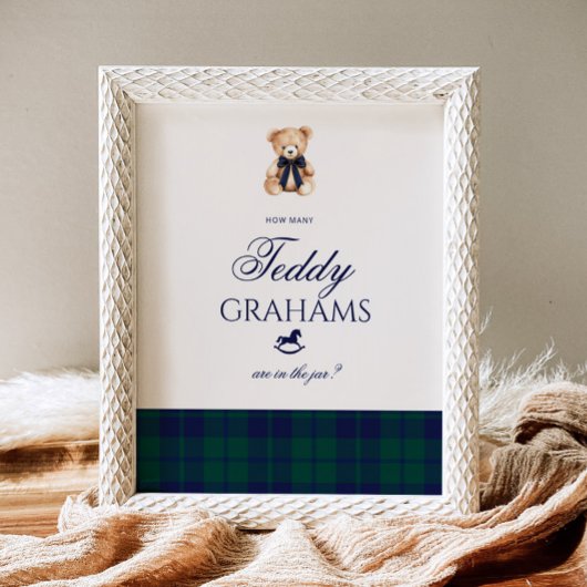 Hoeveel teddy grahams Teddy Bear Navy Bow Poster