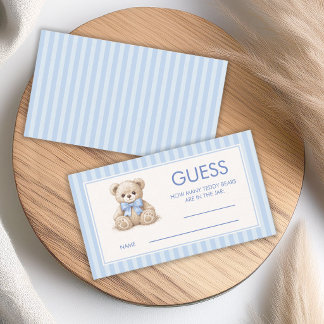 Hoeveel Teddyberen Blauwe Strepen Baby Shower Spel Visitekaartje