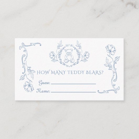 Hoeveel teddyberen Toile  lijst Informatiekaartje (Voorkant)