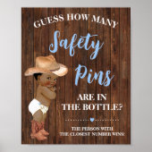 Hoeveel veiligheidsspelden Een Cowboy Shower Teken Poster (Voorkant)